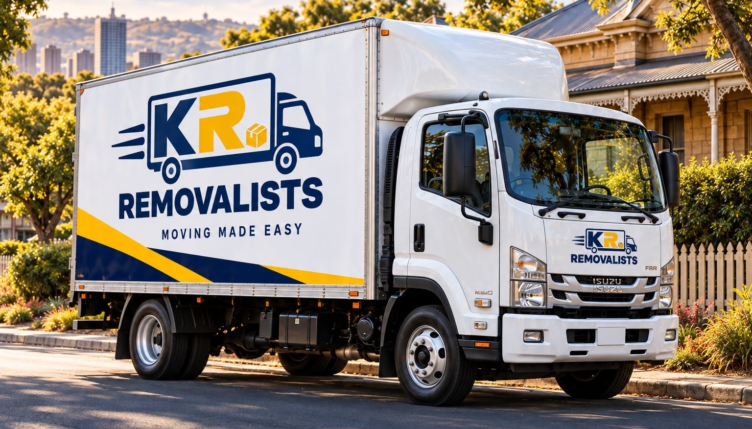 KR Removalists moving truck on an Adelaide street